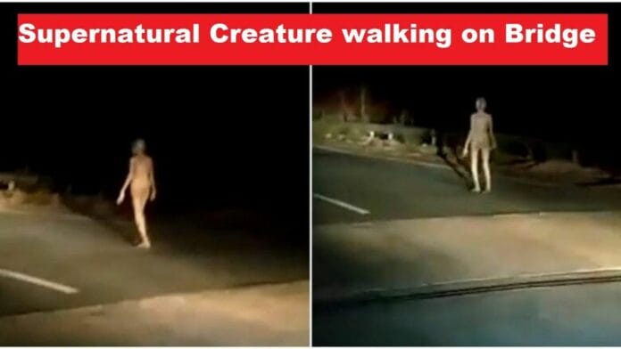 Supernatural Creature Walking on Bridge